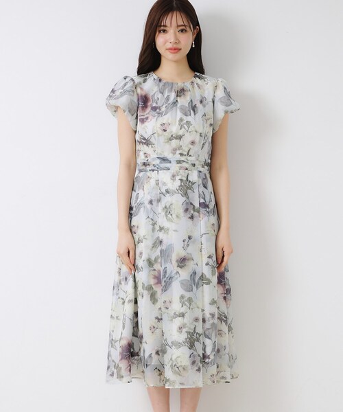 couture brooch（クチュールブローチ）の「【花柄・一枚で着映える・細見え】Summerオーガンフルールワンピース（ワンピース・レディース・ベージュ系その他4/ブラック系/ライトグレー系・36/38/40/42）」の17枚目の写真