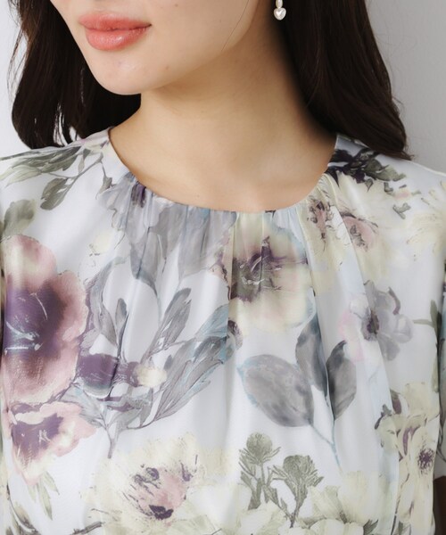 couture brooch（クチュールブローチ）の「【花柄・一枚で着映える・細見え】Summerオーガンフルールワンピース（ワンピース・レディース・ベージュ系その他4/ブラック系/ライトグレー系・36/38/40/42）」の20枚目の写真