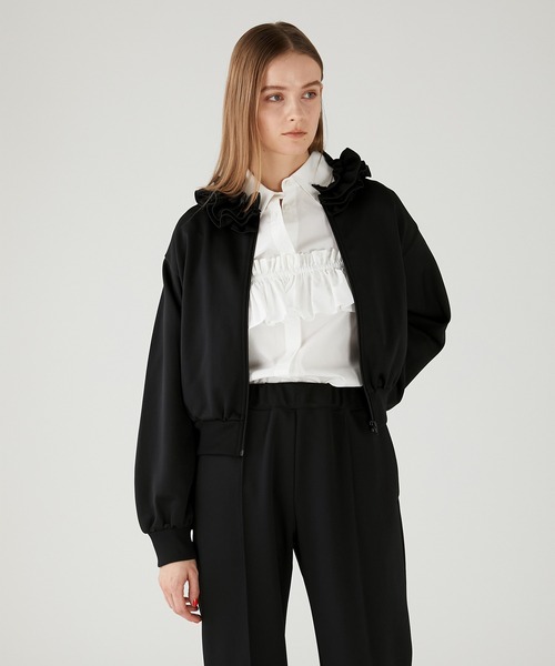 New 大人気【】RETRO CRINKLE TRACK ジャケット セール】【crinkle crinkle crinkle】frill collar track jacket