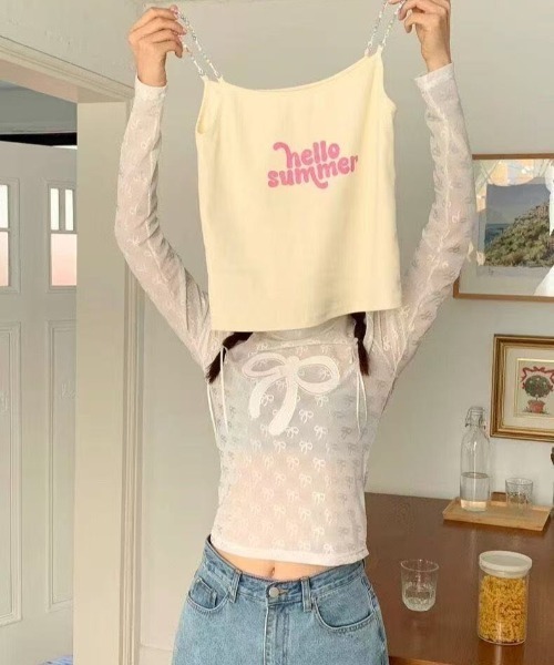 AsRiRe(アスリレイ)の「リボンししゅう レースチュールトップス(Tシャツ/カットソー・レディース・ホワイト/ブルー・M)」の3枚目の写真
