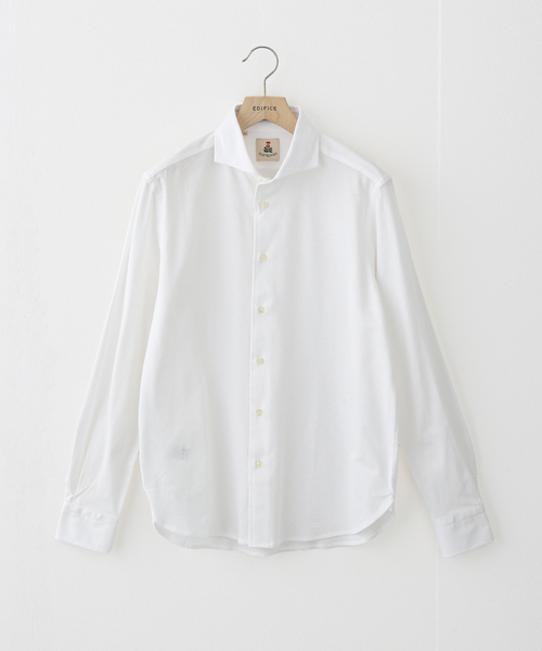 GUY ROVER(ギローバー)の「GUY ROVER (ギローバー) Jersey Pique Cutaway Shirts 551506/3850PL190J(シャツ/ブラウス・メンズ・ブラウン/ホワイト・SMALL/MEDIUM/LARGE/X-LARGE)」の2枚目の写真