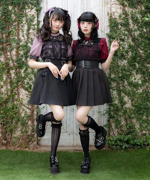 DearMyLove(ディアマイラブ)の「十字架レースフリルハートチャームブラウス(シャツ/ブラウス・レディース・ホワイト×ブラック/パープル/ホワイト/ブラック/ボルドー・LL/LARGE/MEDIUM/3L)」の8枚目の写真