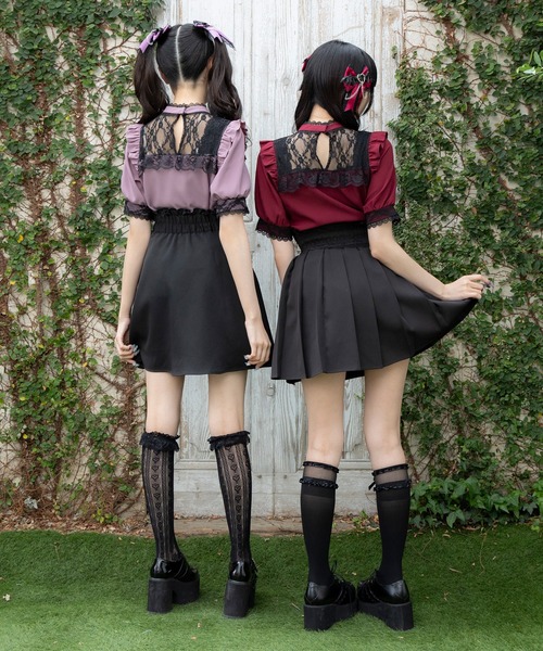 DearMyLove(ディアマイラブ)の「十字架レースフリルハートチャームブラウス(シャツ/ブラウス・レディース・ホワイト×ブラック/パープル/ホワイト/ブラック/ボルドー・LL/LARGE/MEDIUM/3L)」の9枚目の写真
