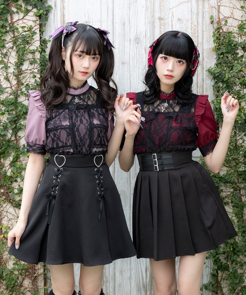 DearMyLove(ディアマイラブ)の「十字架レースフリルハートチャームブラウス(シャツ/ブラウス・レディース・ホワイト×ブラック/パープル/ホワイト/ブラック/ボルドー・LL/LARGE/MEDIUM/3L)」の10枚目の写真