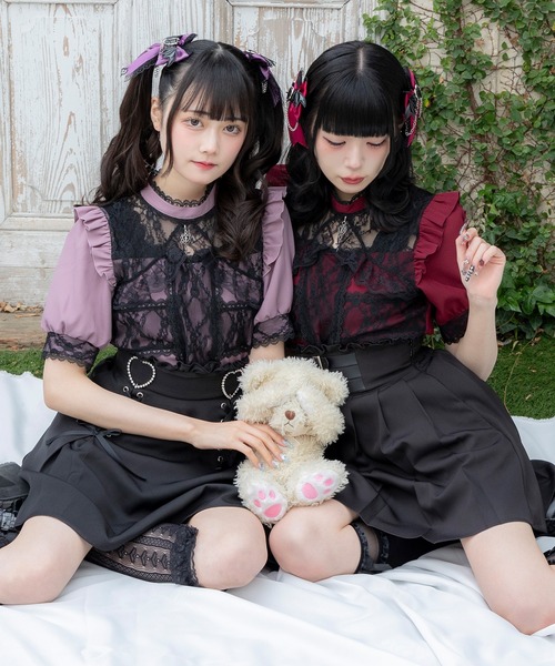 DearMyLove(ディアマイラブ)の「十字架レースフリルハートチャームブラウス(シャツ/ブラウス・レディース・ホワイト×ブラック/パープル/ホワイト/ブラック/ボルドー・LL/LARGE/MEDIUM/3L)」の13枚目の写真