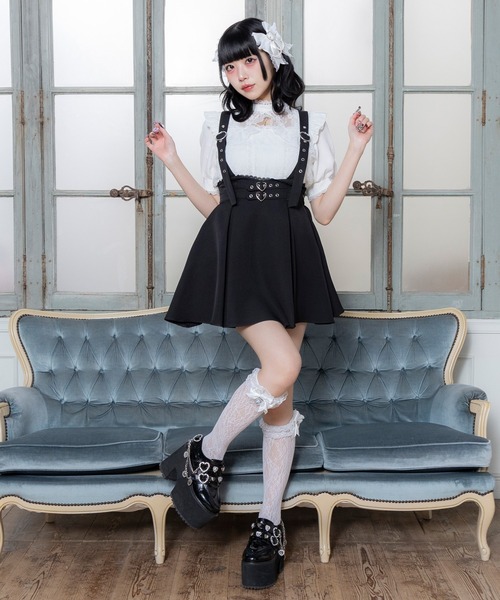 DearMyLove(ディアマイラブ)の「十字架レースフリルハートチャームブラウス(シャツ/ブラウス・レディース・ホワイト×ブラック/パープル/ホワイト/ブラック/ボルドー・LL/LARGE/MEDIUM/3L)」の14枚目の写真