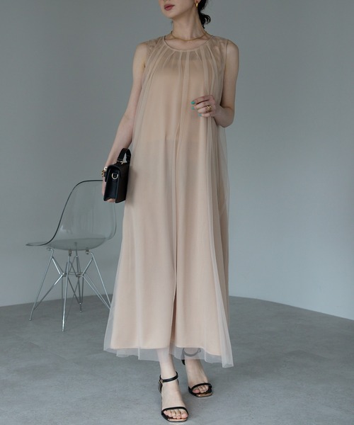 韓国 ノースリーブ シフォンレイヤードフレアワンピース 505223 楽天市場】ワンピース ロングワンピース マキシワンピース