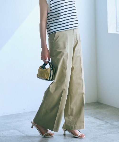 slattgir(スラットジール)の「高身長 ワイドチノパンツ 丈長め・トールサイズ Essenave(チノパンツ・レディース・ベージュ/ネイビー・LL/3L/4L/5L/M/L)」の3枚目の写真