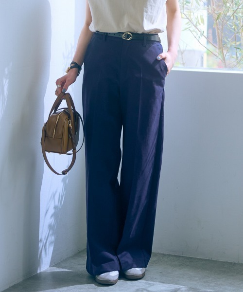 slattgir(スラットジール)の「高身長 ワイドチノパンツ 丈長め・トールサイズ Essenave(チノパンツ・レディース・ベージュ/ネイビー・LL/3L/4L/5L/M/L)」の9枚目の写真