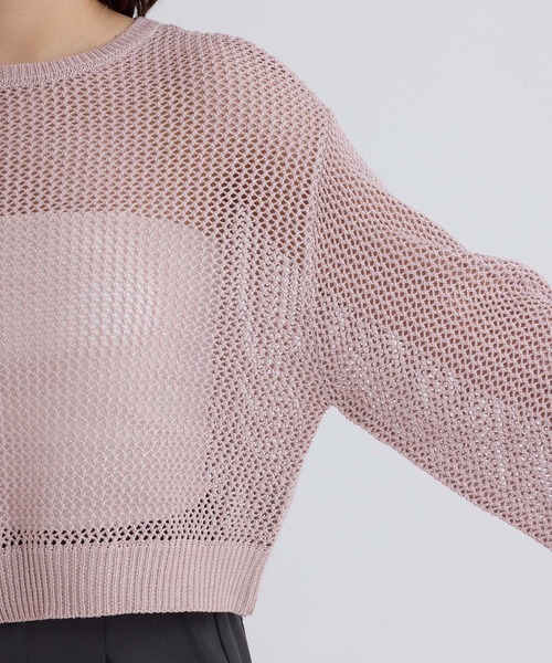 fifth(フィフス)の「メッシュ編みラメニット(ニット/セーター・レディース・ピンク/ベージュ/オフホワイト・M)」の21枚目の写真