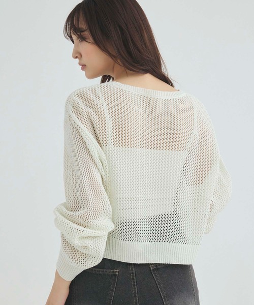 fifth(フィフス)の「メッシュ編みラメニット(ニット/セーター・レディース・ピンク/ベージュ/オフホワイト・M)」の4枚目の写真