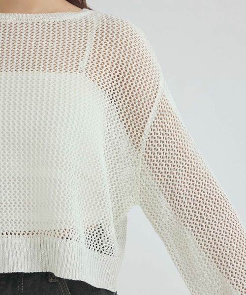 fifth(フィフス)の「メッシュ編みラメニット(ニット/セーター・レディース・ピンク/ベージュ/オフホワイト・M)」の8枚目の写真