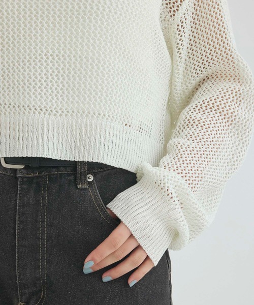 fifth(フィフス)の「メッシュ編みラメニット(ニット/セーター・レディース・ピンク/ベージュ/オフホワイト・M)」の9枚目の写真