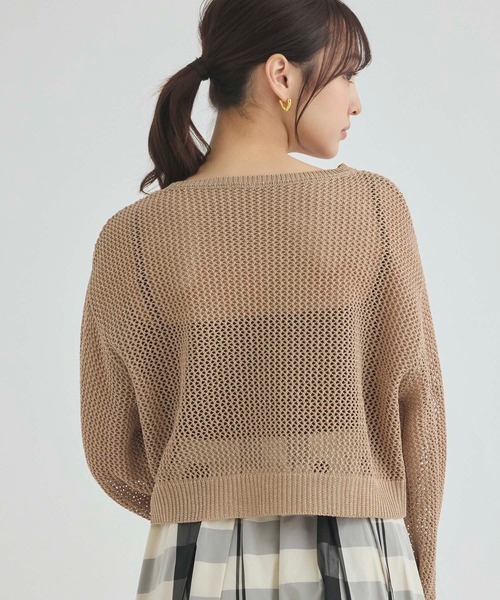 SALE！2025SS新作theory luxe5分袖ラメニットニット セール】メッシュ編みラメニット（ニット/セーター）｜fifth