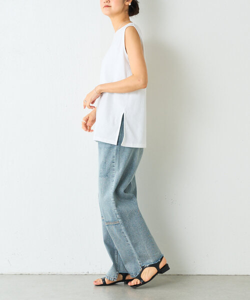 BEARDSLEY（ビアズリー）の「スラブコットンタンクトップ（タンクトップ・レディース・ホワイト/ライトグレー・FREE）」の10枚目の写真