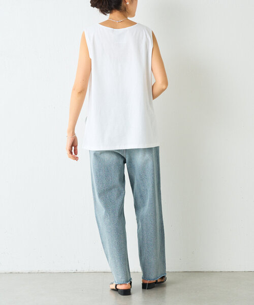 BEARDSLEY（ビアズリー）の「スラブコットンタンクトップ（タンクトップ・レディース・ホワイト/ライトグレー・FREE）」の11枚目の写真