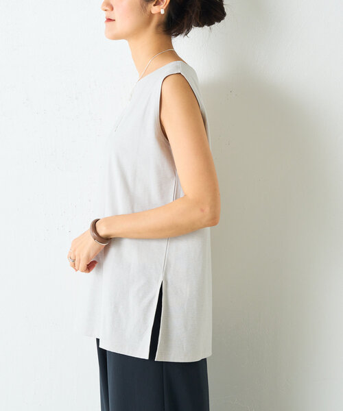 BEARDSLEY（ビアズリー）の「スラブコットンタンクトップ（タンクトップ・レディース・ホワイト/ライトグレー・FREE）」の15枚目の写真