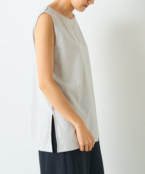 BEARDSLEY（ビアズリー）の「スラブコットンタンクトップ（タンクトップ・レディース・ホワイト/ライトグレー・FREE）」の17枚目の写真