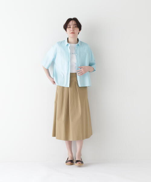 human woman(ヒューマンウーマン)の「◆C/Lウェザーアシンメトリータックスカート(スカート・レディース・ベージュ/ネイビー・SMALL/MEDIUM)」の7枚目の写真