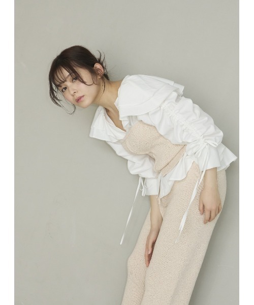 NOTREemor(ノートルエモア)の「wave knit bustier x pants(パンツドレス・レディース・ピンク系その他/ミックスグレー・FREE)」の4枚目の写真