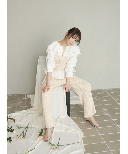 NOTREemor(ノートルエモア)の「wave knit bustier x pants(パンツドレス・レディース・ピンク系その他/ミックスグレー・FREE)」の6枚目の写真
