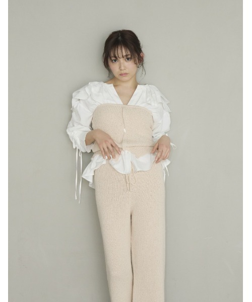 NOTREemor(ノートルエモア)の「wave knit bustier x pants(パンツドレス・レディース・ピンク系その他/ミックスグレー・FREE)」の8枚目の写真