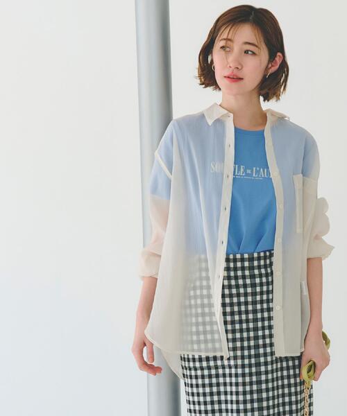 grove(グローブ)の「【大人の抜け感スタイル】ストライプアソートシアーオーバーシャツ(シャツ/ブラウス・レディース・アイボリー/ブラウン系その他/グリーン系/ブルー系5・02/03/01/04/05)」の1枚目の写真