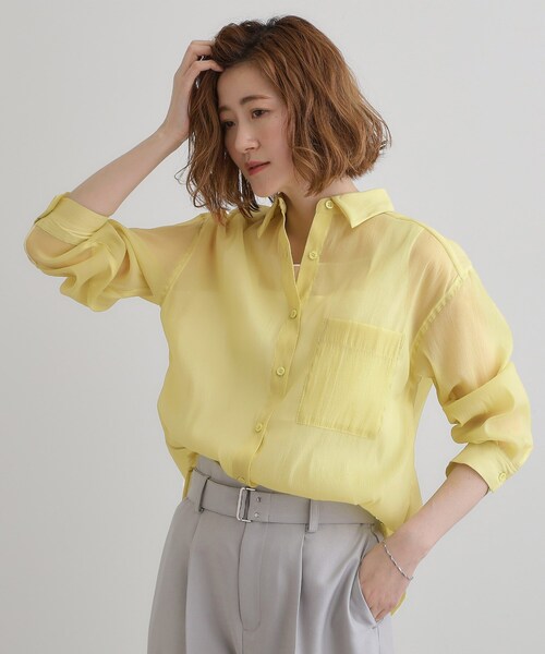 grove(グローブ)の「【大人の抜け感スタイル】ストライプアソートシアーオーバーシャツ(シャツ/ブラウス・レディース・アイボリー/ブラウン系その他/グリーン系/ブルー系5・02/03/01/04/05)」の7枚目の写真