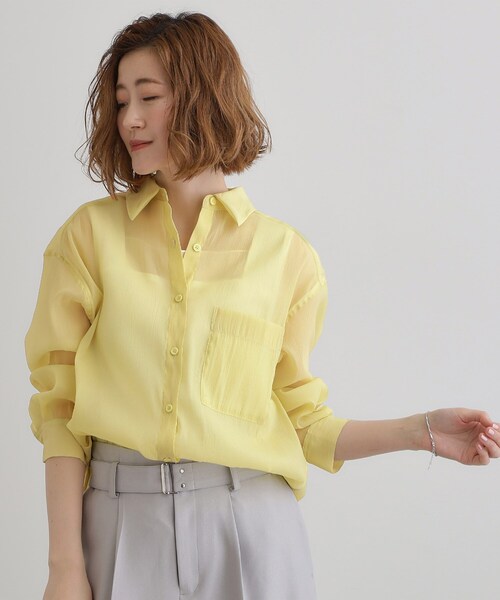 grove(グローブ)の「【大人の抜け感スタイル】ストライプアソートシアーオーバーシャツ(シャツ/ブラウス・レディース・アイボリー/ブラウン系その他/グリーン系/ブルー系5・02/03/01/04/05)」の6枚目の写真