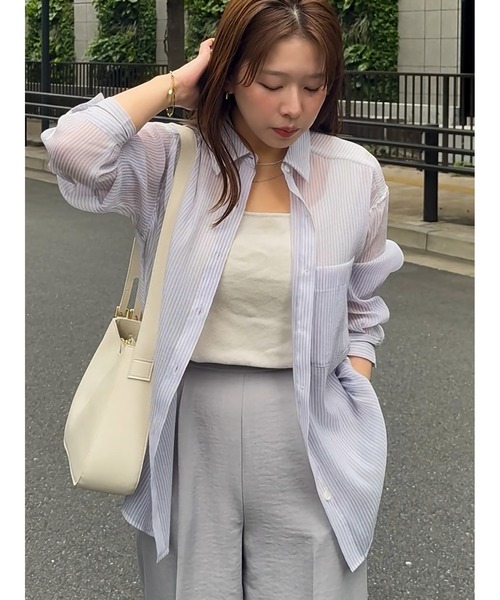 今季販売中★ストラ★ ストライプシアーシャツ ストライプシアーシャツ×ロゴTシャツSET（トップス＋インナー