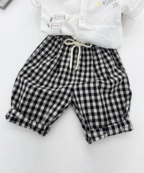 aimoha（アイモハ）の「チェック柄カジュアルパンツ（その他パンツ・キッズ・ブラック/グリーン・90/100/110/120/130）」の2枚目の写真