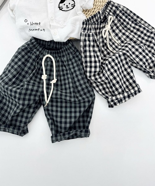 aimoha（アイモハ）の「チェック柄カジュアルパンツ（その他パンツ・キッズ・ブラック/グリーン・90/100/110/120/130）」の4枚目の写真