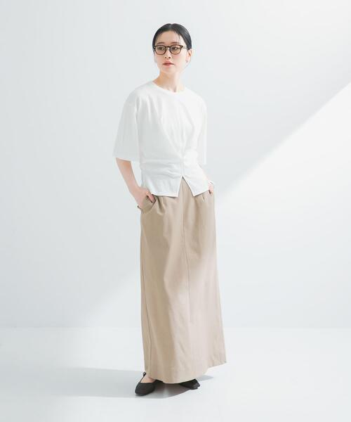 URBAN RESEARCH（アーバンリサーチ）の「『2サイズ展開』リネン混ロングスカート（スカート・レディース・ブラック/ベージュ系その他・36/38）」の3枚目の写真