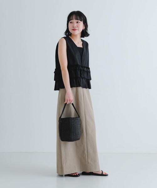 URBAN RESEARCH（アーバンリサーチ）の「『2サイズ展開』リネン混ロングスカート（スカート・レディース・ブラック/ベージュ系その他・36/38）」の6枚目の写真