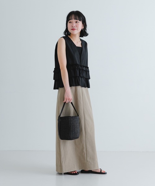 URBAN RESEARCH（アーバンリサーチ）の「『2サイズ展開』リネン混ロングスカート（スカート・レディース・ブラック/ベージュ系その他・36/38）」の16枚目の写真