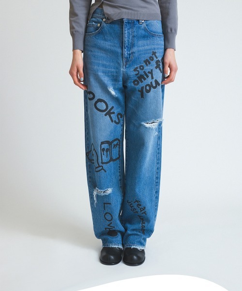 a*w様 soduk love books denim trousers / b soduk（スドーク）の「love books denim trousers（その他パンツ
