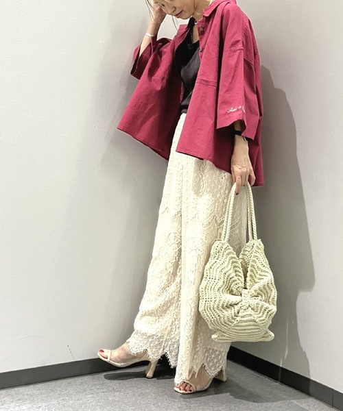 Q（キュー）の「キャンブリックボイル半袖シャツ（シャツ/ブラウス・レディース・アイボリー/オリーブ/レッド/ネイビー・MEDIUM）」の15枚目の写真