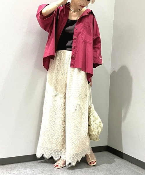 Q（キュー）の「キャンブリックボイル半袖シャツ（シャツ/ブラウス・レディース・アイボリー/オリーブ/レッド/ネイビー・MEDIUM）」の16枚目の写真