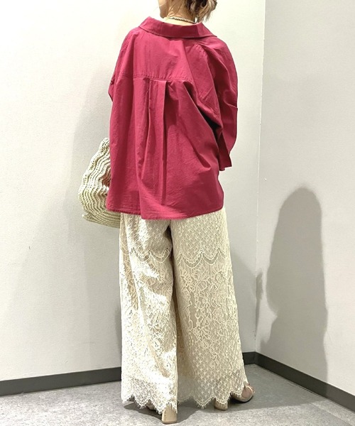 Q（キュー）の「キャンブリックボイル半袖シャツ（シャツ/ブラウス・レディース・アイボリー/オリーブ/レッド/ネイビー・MEDIUM）」の17枚目の写真