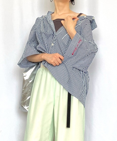 Q（キュー）の「キャンブリックボイル半袖シャツ（シャツ/ブラウス・レディース・アイボリー/オリーブ/レッド/ネイビー・MEDIUM）」の10枚目の写真