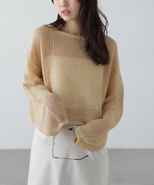 FREE'S MART（フリーズマート）の「◇メッシュスパンコールニット（ニット/セーター・レディース・ホワイト/グレー/ブラック/イエロー/ネイビー/ブラウン・FREE）」の6枚目の写真