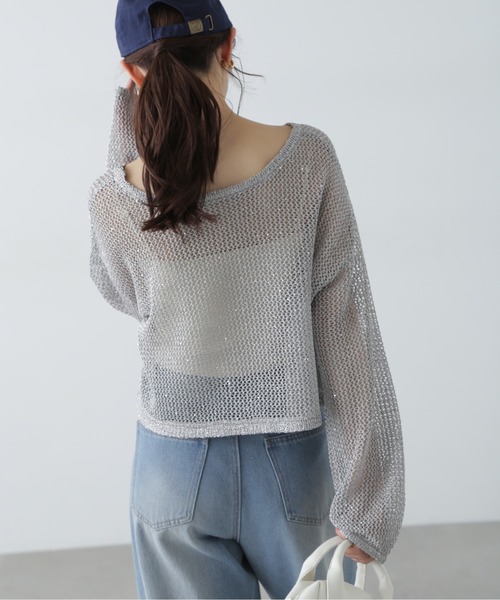 FREE'S MART（フリーズマート）の「◇メッシュスパンコールニット（ニット/セーター・レディース・ホワイト/グレー/ブラック/イエロー/ネイビー/ブラウン・FREE）」の12枚目の写真