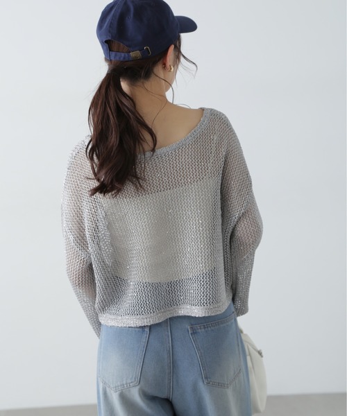 FREE'S MART（フリーズマート）の「◇メッシュスパンコールニット（ニット/セーター・レディース・ホワイト/グレー/ブラック/イエロー/ネイビー/ブラウン・FREE）」の13枚目の写真