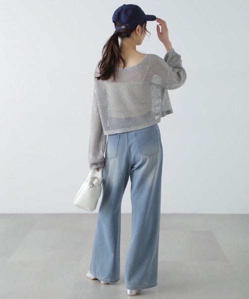 FREE'S MART（フリーズマート）の「◇メッシュスパンコールニット（ニット/セーター・レディース・ホワイト/グレー/ブラック/イエロー/ネイビー/ブラウン・FREE）」の19枚目の写真