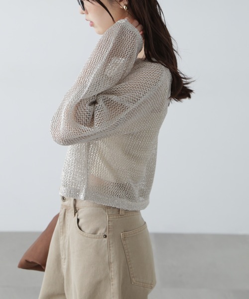 FREE'S MART（フリーズマート）の「◇メッシュスパンコールニット（ニット/セーター・レディース・ホワイト/グレー/ブラック/イエロー/ネイビー/ブラウン・FREE）」の21枚目の写真