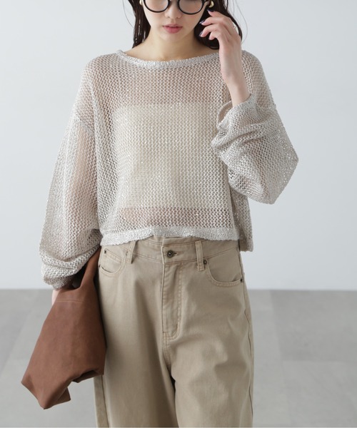 FREE'S MART（フリーズマート）の「◇メッシュスパンコールニット（ニット/セーター・レディース・ホワイト/グレー/ブラック/イエロー/ネイビー/ブラウン・FREE）」の20枚目の写真