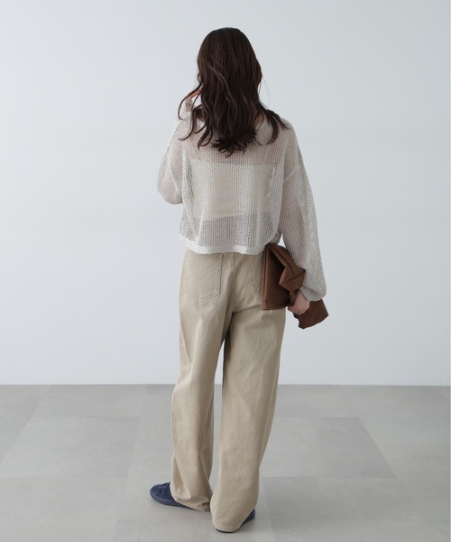 FREE'S MART（フリーズマート）の「◇メッシュスパンコールニット（ニット/セーター・レディース・ホワイト/グレー/ブラック/イエロー/ネイビー/ブラウン・FREE）」の7枚目の写真