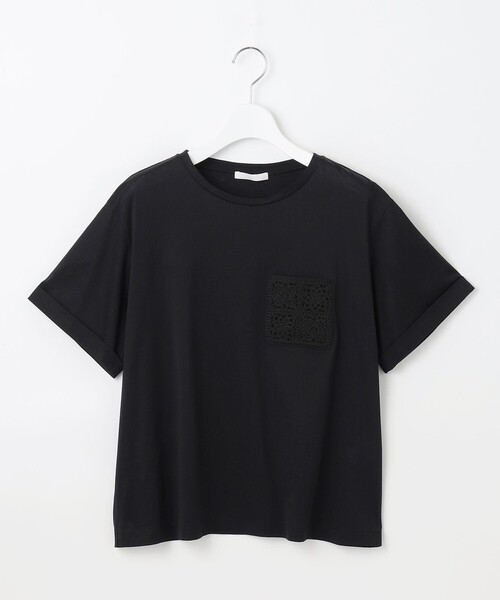自由区(ジユウク)の「クロッシェポケット Tシャツ(Tシャツ/カットソー・レディース・ブラック系/アイボリー系/ダルブルー系・38)」の8枚目の写真