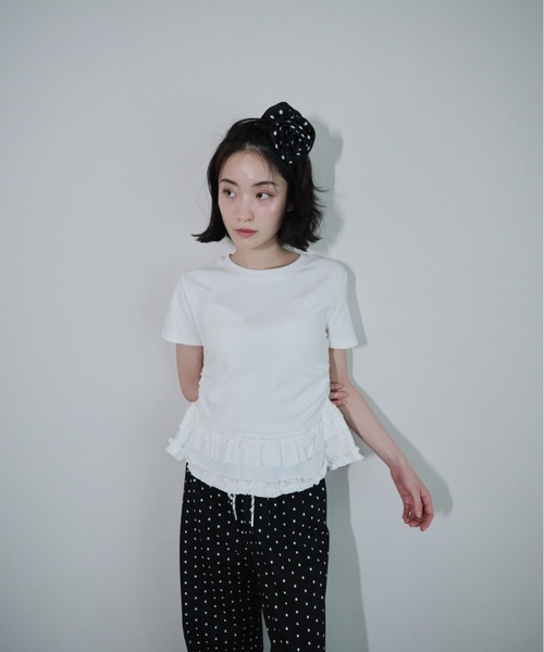 Frill crewneck T-shirt/フリルクルーネックTシャツ（Tシャツ