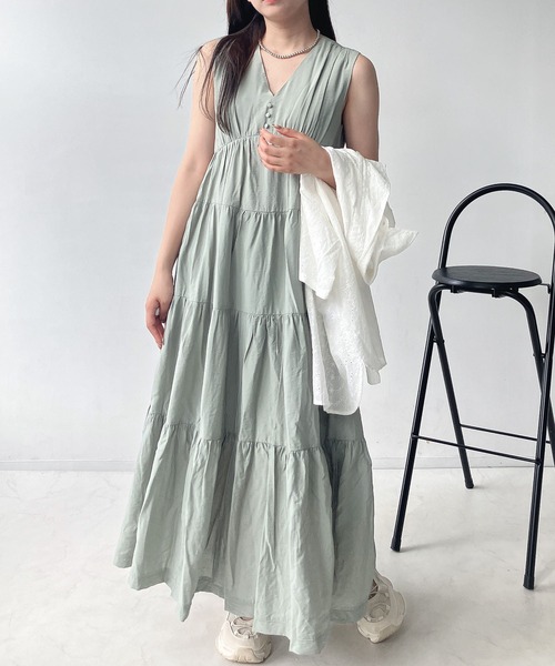 AS KNOW AS plus（アズノゥアズプラス）の「●ノースリーブティアードワンピース（ワンピース・レディース・ブラック/オレンジ/ライトカーキ・FREE）」の13枚目の写真